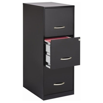 Scranton & Co 3 Drawers Modern Metal Vertical File Cabinet with Lock in Black