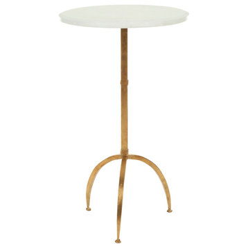 Kyle Round Top Gold Leaf Accent Table White/Gold