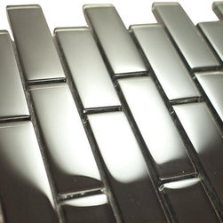1x3 Black Glossy Subway Glass Mosaic Tiles - Home Accessories & Decor