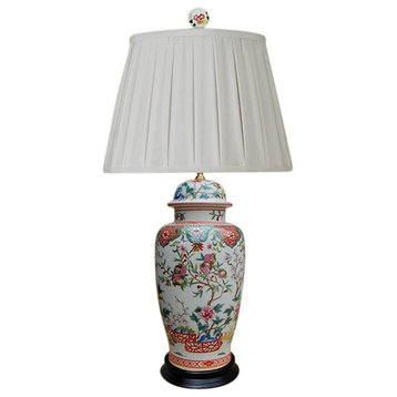 Chinese Porcelain Floral Motif Temple Jar Table Lamp 30"