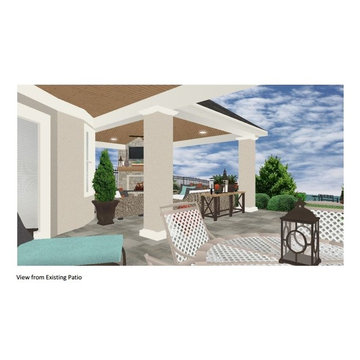 Houston Patio With Restoration Hardware Furniture, Fireplace & Outdoor Kitchen