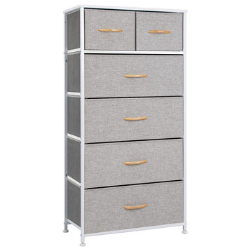 Wide Vertical Home Storage 6 Drawers, Light Gray