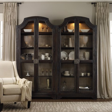 Sanctuary Glass Bunching Curio-Ebony Antiqued Oak