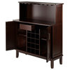 Winsome Beynac Transitional Solid Wood Home Wine Bar in Cappuccino