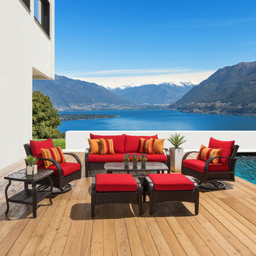 Barcelo™ 7pc Motion Club Deep Seating Set in Sunset Red by RST Brands®