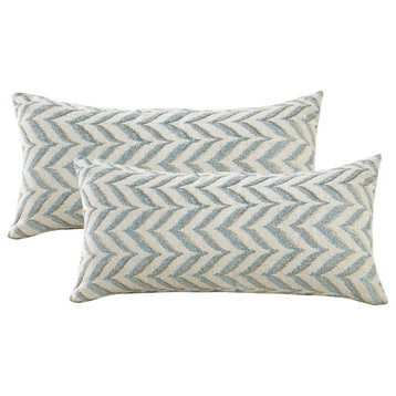 Jacquard Chenille Pillow Covers, 2-Piece Set, Light Blue, 14"x26"