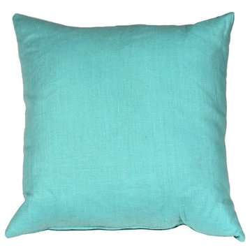 Pillow Decor - Tuscany Linen 17 x 17 Throw Pillows, Turquoise