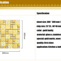 Modern kitchen backsplash tiles gold wave effect glass tile bath wall liners - Products