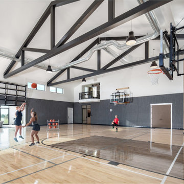 Luxury Custom Home Indoor Basketball Court Gym with Rock Climbing Wall