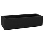 Poly-Stone Planters - Milan Short Outdoor Trough Planter, Black - Give your garden the pot it deserves. The Milan Short Planter is made from polystone, offering a lightweight, insulated and durable option for your favorite plants. Formed with simple lines and a semirough aggregate finish, the Milan Short offers the perfect root protection for your prized herb garden.
