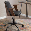 LumiSource Verdana Office Chair, Walnut Wood and Black PU Leather