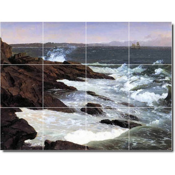 Frederic Church Waterfront Painting Ceramic Tile Mural #177, 17"x12.75"