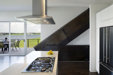 Design ideas for a contemporary kitchen in Omaha with stainless steel appliances.