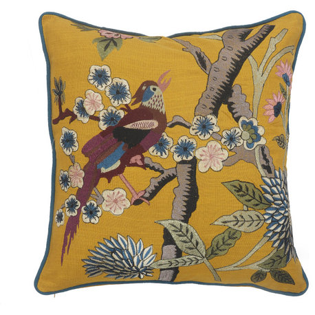 Yellow Bird of Paradise Throw Pillow