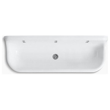 Kohler Brockway 5' Wall-Mounted Wash Sink With 3 Faucet Holes, White