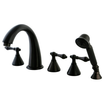 Kingston Brass Roman Tub Faucet 5 Pieces With Hand Shower, Oil Rubbed Bronze
