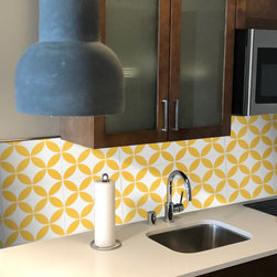 Moroccan Mosaic & Tile House - 8"x8" Amlo Handmade Cement Tile, White/Yellow, Set of 12 - Wall And Floor Tile