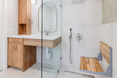 Example of a 1950s home design design in Calgary