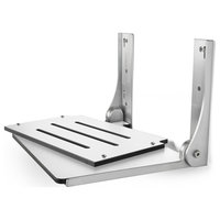 Silhouette Folding Wall Mount Shower Bench Seat, White Seat, Silver Frame