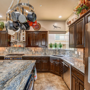 Azul Fantasy Granite with full height back splash