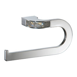 Secret Bath - Cecilia Swarovski Crystals, Small Towel Ring, Polished Chrome, Left Hand - Towel Rings