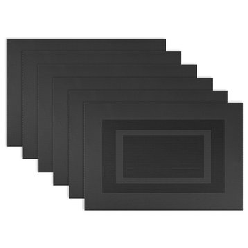 DII Black PVC Doubleframe Placemat, Set of 6