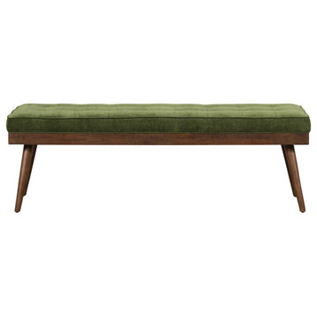 Poly and Bark Luca Fabric Bench, Distressed Green Velvet
