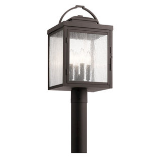 Kichler Salisbury Outdoor Post Light - 21.75 Inch Rubbed Bronze With White Glass