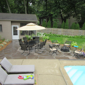 East Grand Rapids Pool Side Flagstone Patio w/ Fire-pit