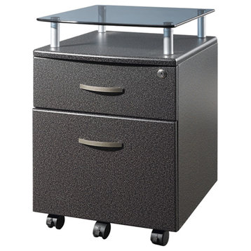 Techni Mobili Rolling Glass Top File Cabinet, Graphite