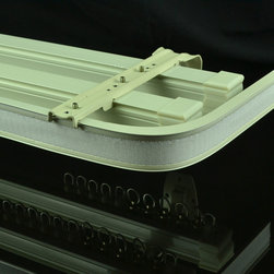 CHR7924 Ivory Wall Mounted Triple Curtain Tracks and Rails with Valance Track - Window Treatment Accessories