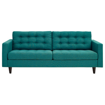 Empress Upholstered Fabric Sofa, Teal