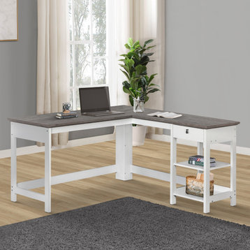 Saint Birch Finley White 59-inch L-Shape Desk