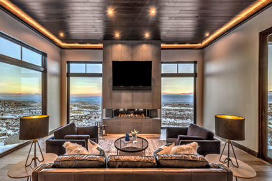 Inspiration for a contemporary family room remodel in Other