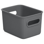 Superio - Superio Ribbed Storage Bin, Plastic Storage Basket, Grey, 1.5 L - Organizing your space with these colorful storage bins, from baby clothes to living room extra organization, keep your surroundings neat and tidy. The storage basket comprises thick plastic with a built-in handle with a ribbed design and solid construction, ideal for organizing closet and pantry items.