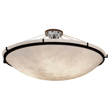 Ring 48" Round Semi-Flush Bowl With Ring, Dark Bronze, Clouds, E26
