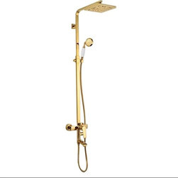 Florence Gold Set with 8 Inch Square Shower Head & Hand Shower - Showerheads And Body Sprays