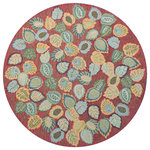 Company C - Fall Foliage Wool Hand Tufted Rug, 7' Round - Marvel at Mother Nature's splendor indoors with our Fall Foliage rug, hand-tufted in all wool with a fine, loop pile. Whimsically-rendered leaves scattered across a rich, chili background make this a natural beauty in your home. Made in India. GoodWeave certified.