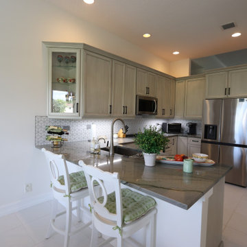 Palm Beach Gardens FL - Traditional Gray Cabinet Kitchen - Large Tile Flooring