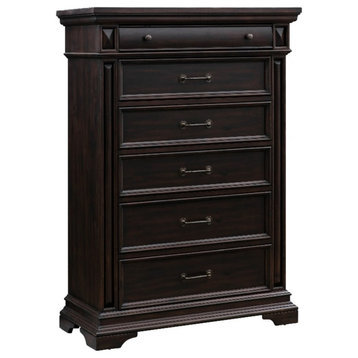 TOV Furniture Stamford 40"W 6 Drawer Wood Chest in Rich Brown Finish
