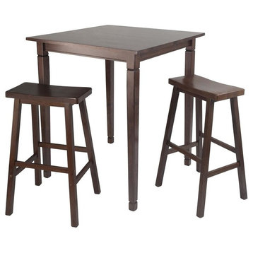 Winsome Wood 3-Piece Set Kingsgate High/Pub Dining Table With Saddle Stool