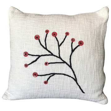 DecorShore White Black Red Decorative Cotton Throw Pillow Cover | 18 X 18 inch