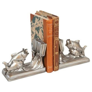 Bookends Bookend MOUNTAIN Lodge Schooling Fish Resin Hand-Cast