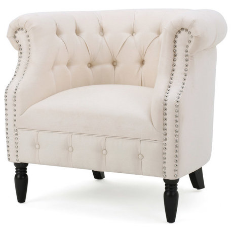 GDF Studio Akula High Back Club Chair, Beige Fabric