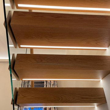 New Oak Cantilever Staircase With Lighting