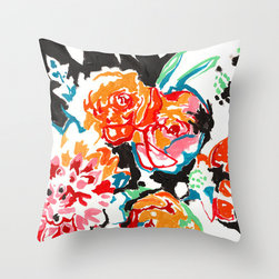 Brush Floral Throw Pillow by Sirin Thada - Decorative Pillows