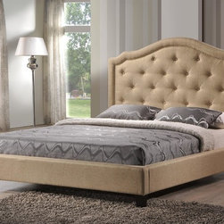 LuXeo - Brentwood Tufted Upholstered Platform Bed in Beige Fabric - Platform Beds