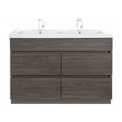 Boardwalk Double Sink 4-Drawer Bathroom Vanity, Karoo Ash