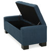 GDF Studio Guernsey Contemporary Tufted Fabric Storage Ottoman Bench, Dark Blue