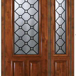 Prehung Side light Door 96 Wood Alder Casablanca 2/3 Lite Glass - Front Doors